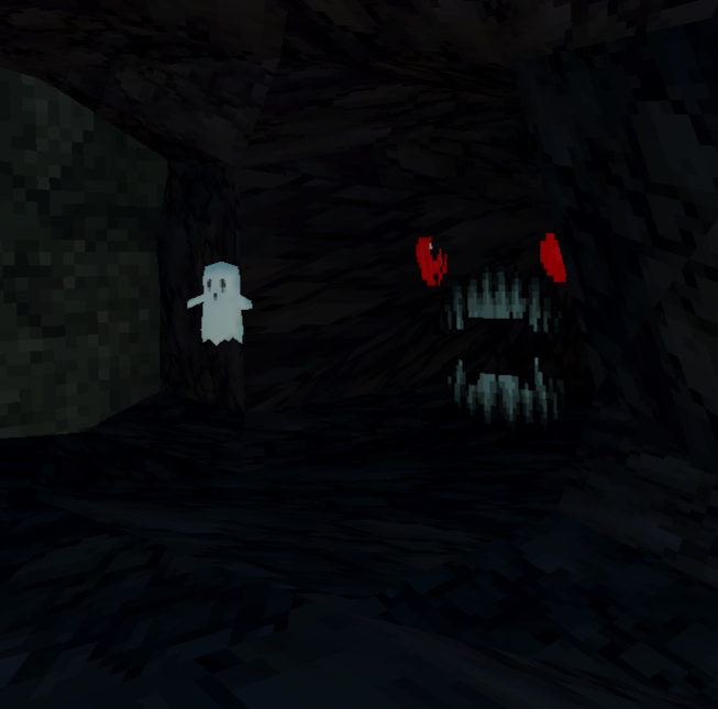 A creepy monster and a ghost